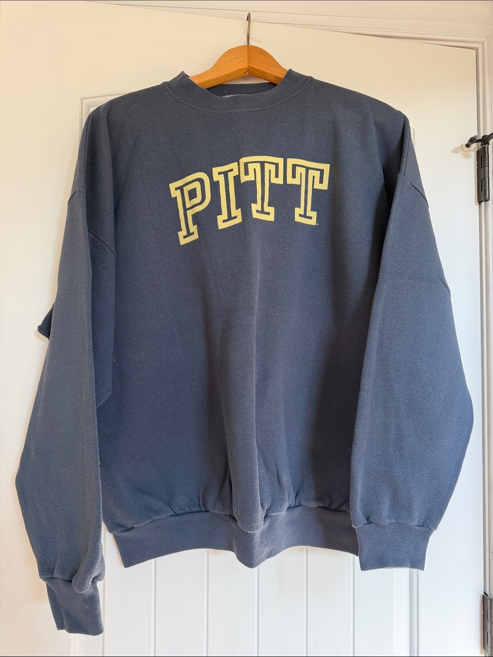 Tultex Navy Crewneck Sweatshirt with Yellow PITT Logo